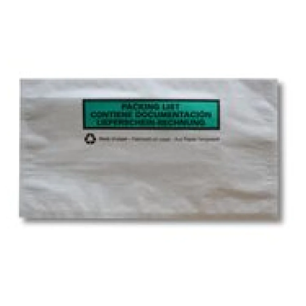Dokumententaschen aus Pergamin Papier Lieferschein/Rechnung weiß mit grünem Balkendruck DIN-Lang, 1000 Stk.