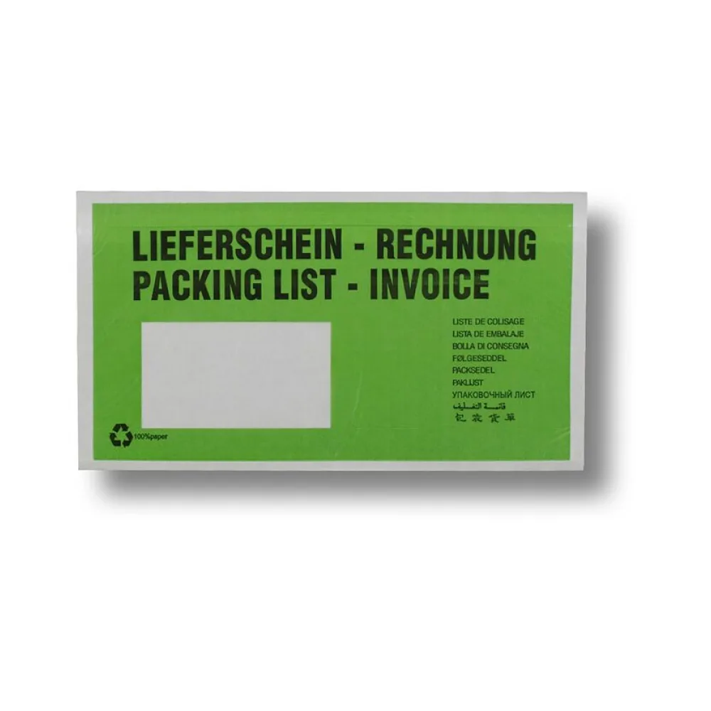 Dokumententaschen aus Pergamin Papier Lieferschein/Rechnung grün DIN-Lang, 1000 Stk. – Bild 2