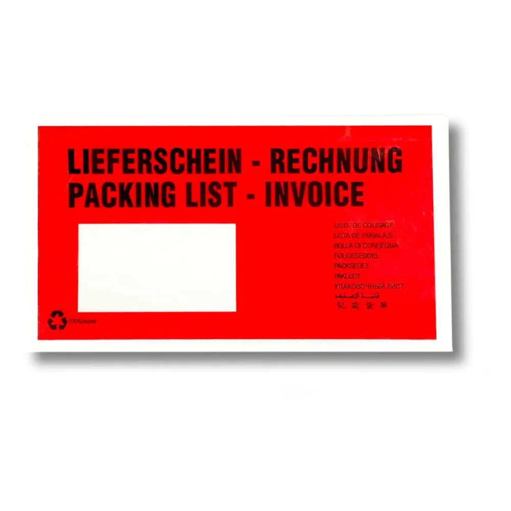 Dokumententaschen aus Pergamin Papier Lieferschein/Rechnung rot DIN-Lang, 1000 Stk. – Bild 2