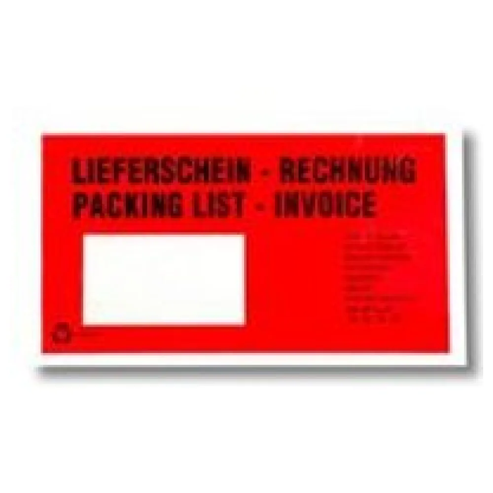 Dokumententaschen aus Pergamin Papier Lieferschein/Rechnung rot DIN-Lang, 1000 Stk. – Bild 3