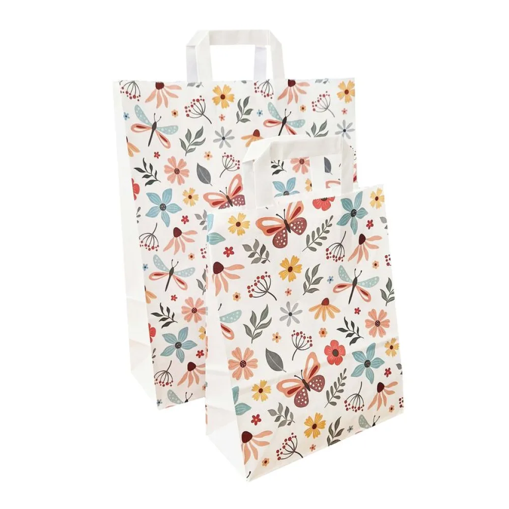 Papiertragetaschen aus Kraftpapier 220+100x280mm mit Schmetterling Motiv weiß, 250 Stk – Bild 2
