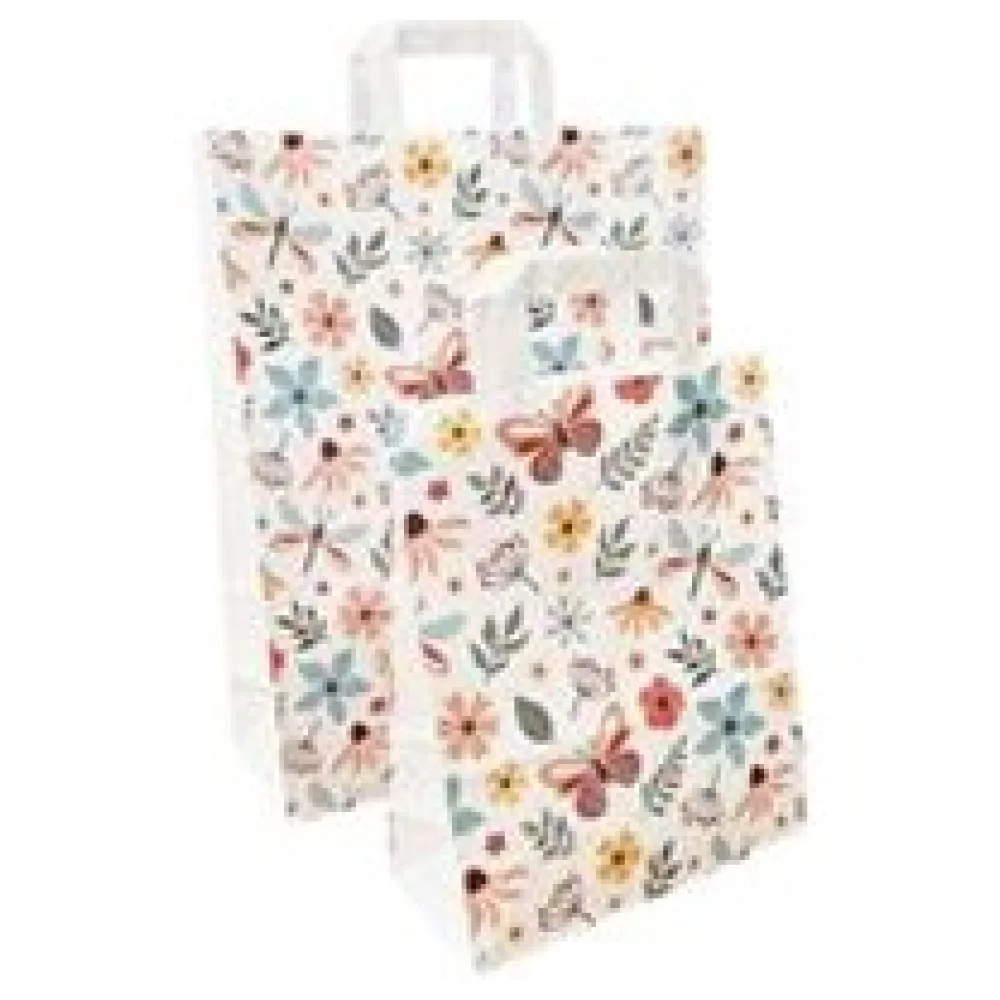 Papiertragetaschen aus Kraftpapier 220+100x280mm mit Schmetterling Motiv weiß, 250 Stk – Bild 3