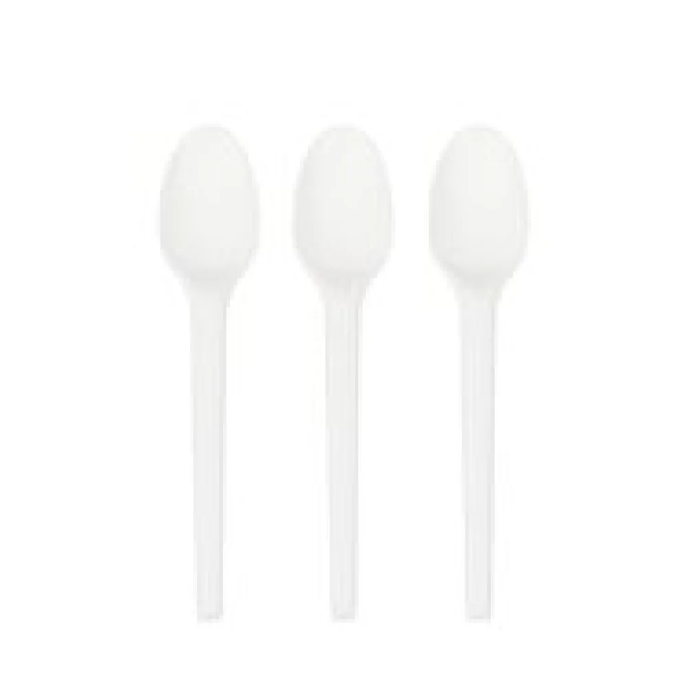 BIO Kaffeelöffel aus CPLA, wiederverwendbar, weiß, 14cm, 50 Stk.