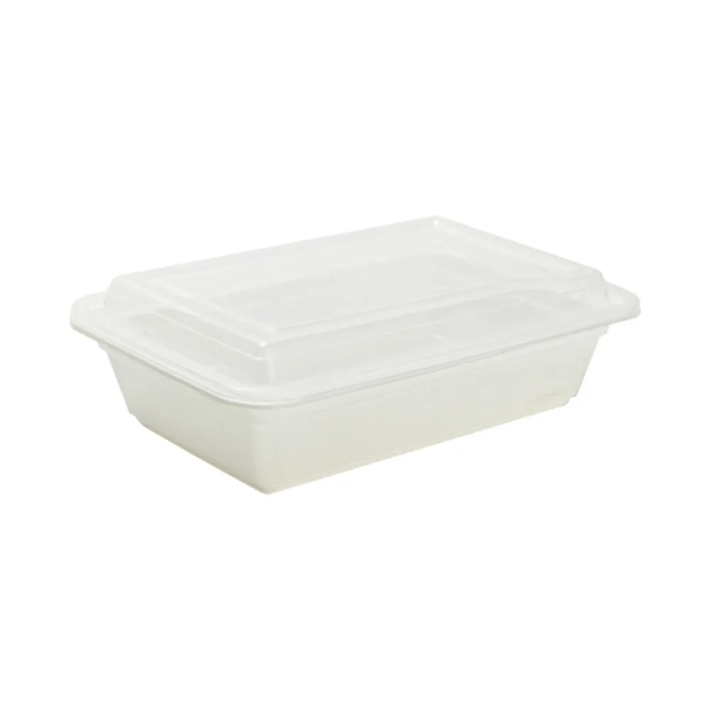 Mehrweg Menüboxen wiederverwendbar PP mit Deckel ungeteilt weiß 22x15x6.5cm, 50 Stk. – Bild 2