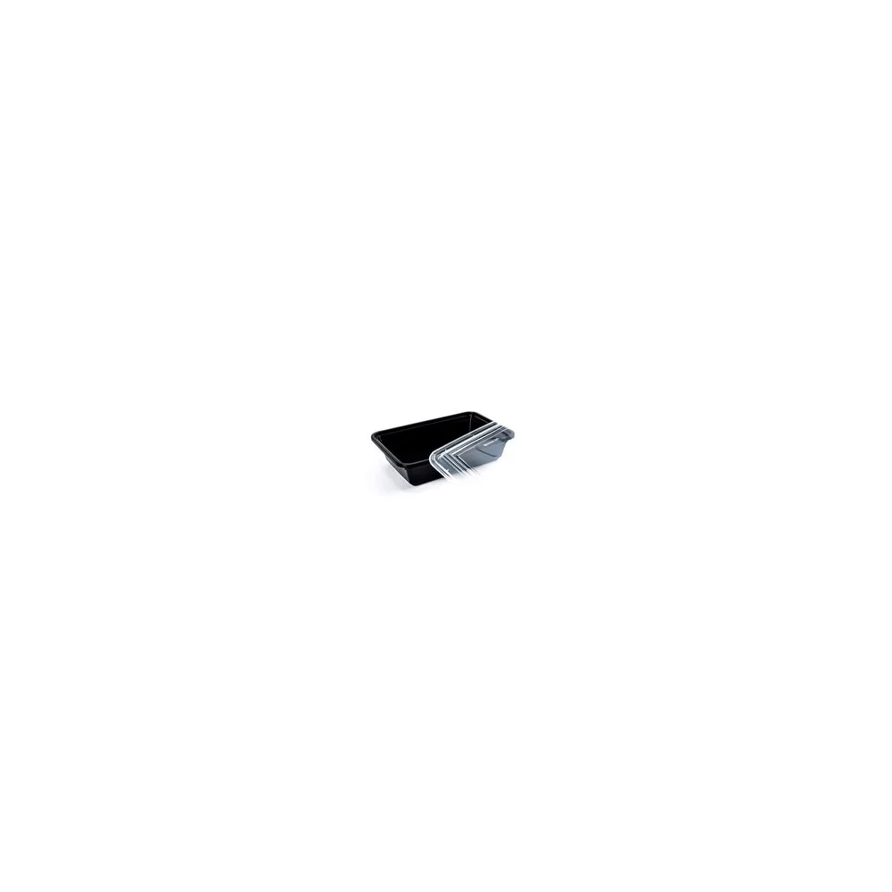 Mehrweg Menüboxen wiederverwendbar PP mit Deckel ungeteilt schwarz 22x15x6.5cm, 50 Stk.