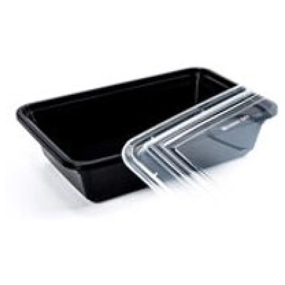 Mehrweg Menüboxen wiederverwendbar PP mit Deckel ungeteilt schwarz 22x15x6.5cm, 50 Stk. – Bild 3