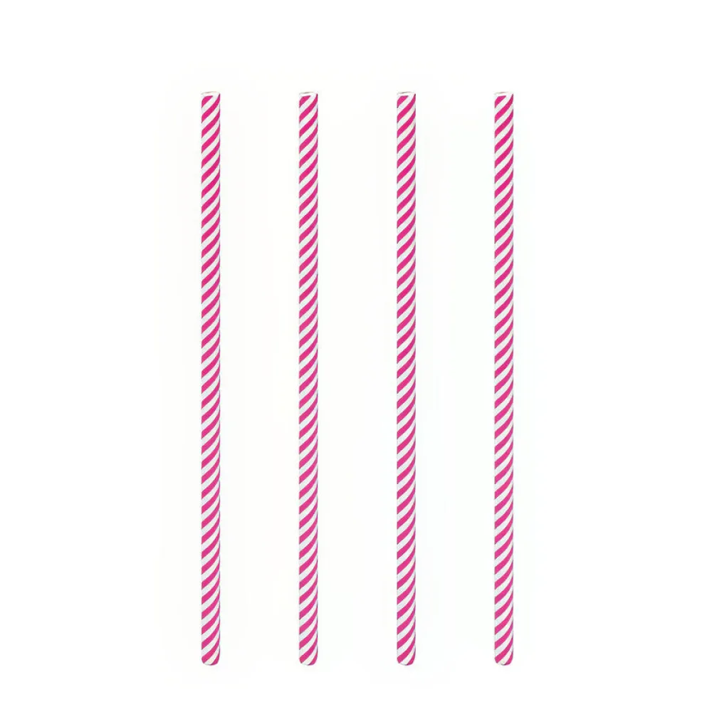 Trinkhalme aus Papier pink gestreift O6mm, 21cm, 100 Stk. – Bild 2