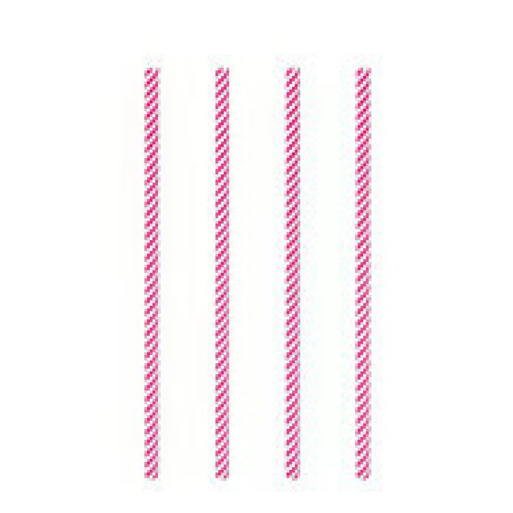 Trinkhalme aus Papier pink gestreift O6mm, 21cm, 100 Stk.