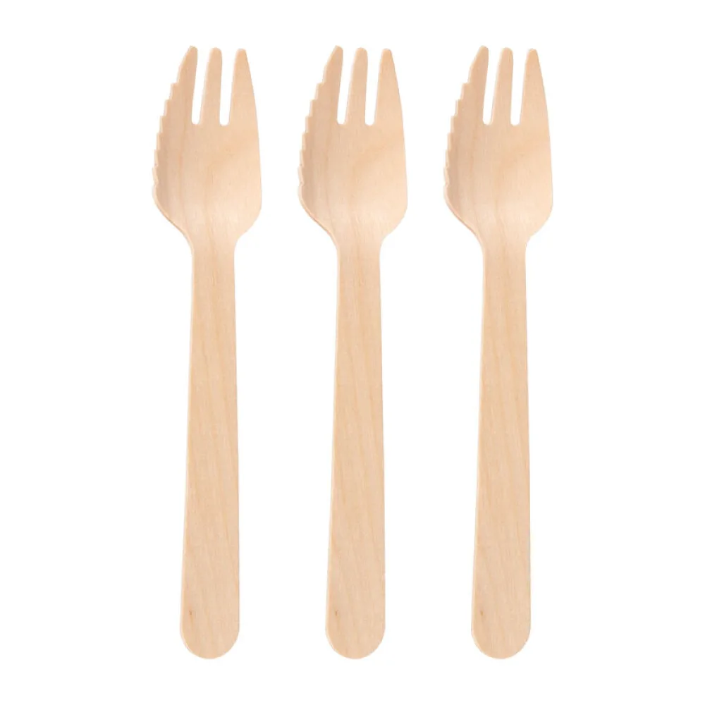 Kuchengabeln mit Zacken, aus Holz, 13.5cm, 100 Stk. – Bild 2