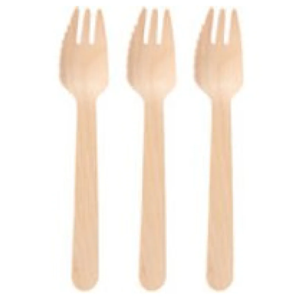 Kuchengabeln mit Zacken, aus Holz, 13.5cm, 100 Stk. – Bild 3