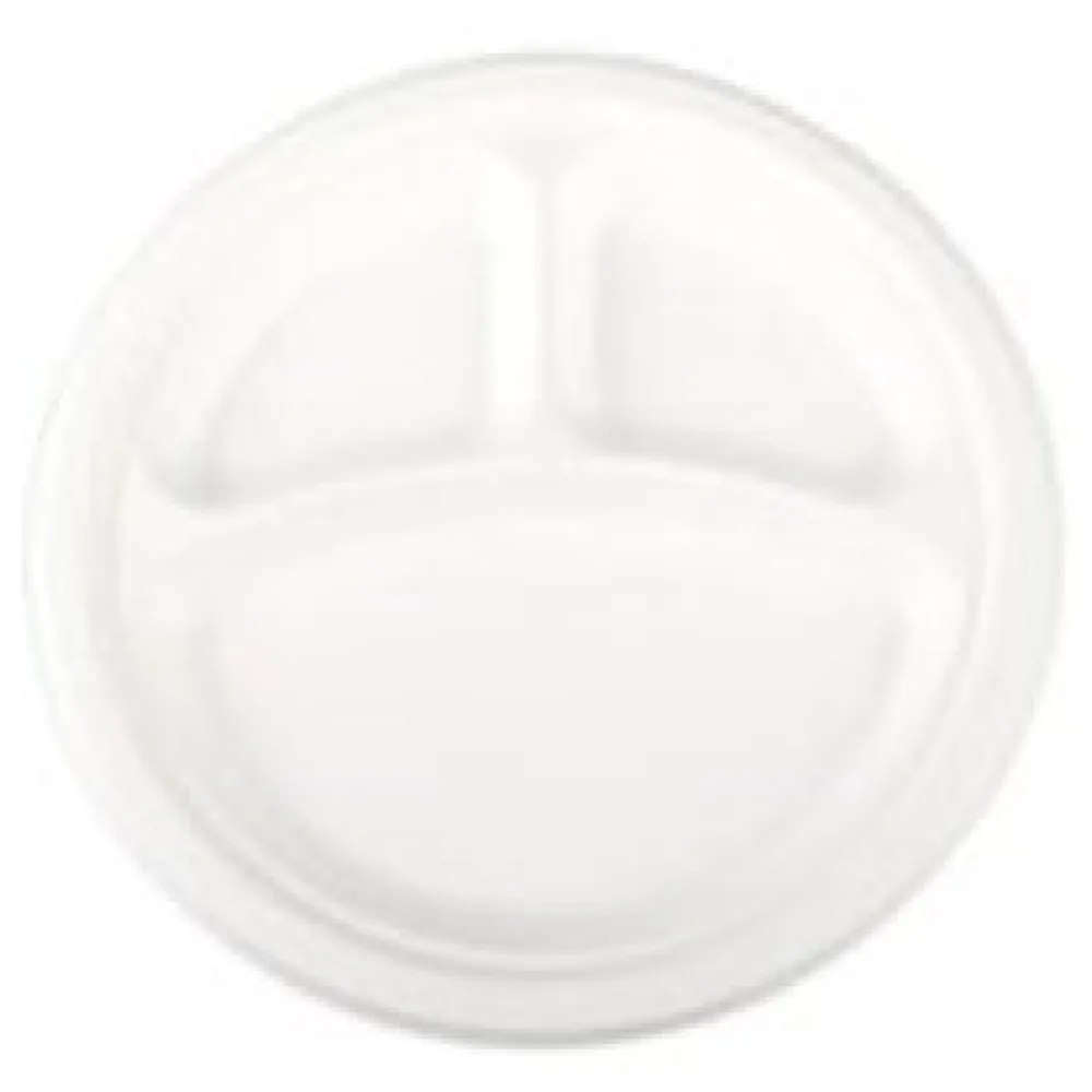 Teller 3-geteilt aus Bagasse, naturweiß, rund O26cm, 50Stk. – Bild 3