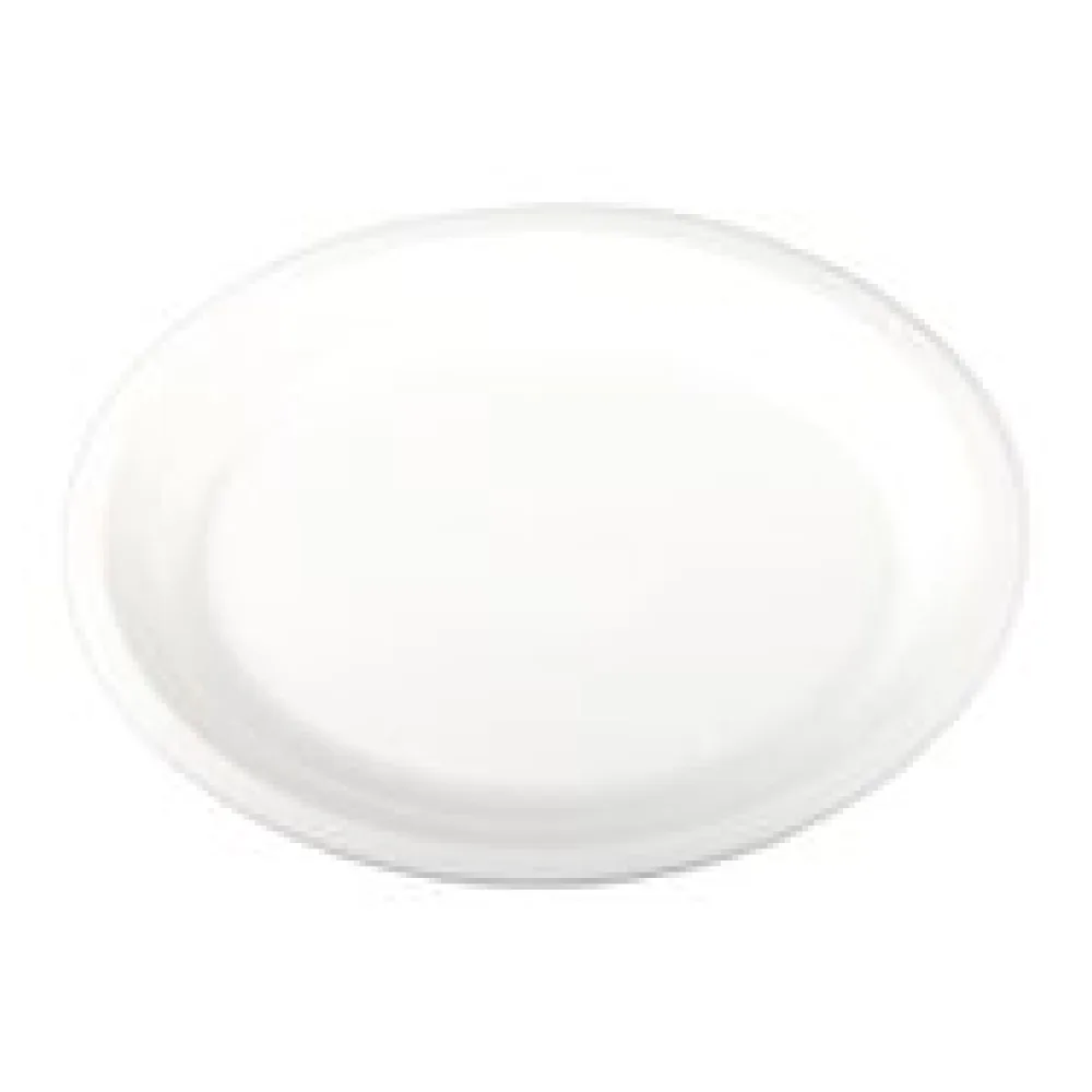 Platten aus Bagasse, naturweiß, oval 32x25cm, 50Stk.