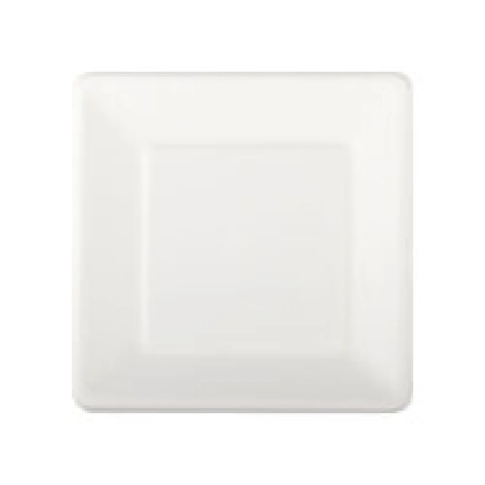 Teller aus Bagasse, naturweiß, quadratisch 16.5cm, 50Stk.