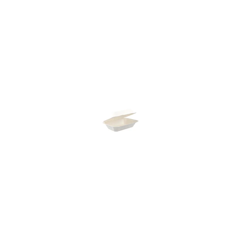 Menüboxen aus Bagasse, naturweiß, 23x15cm, 25Stk.