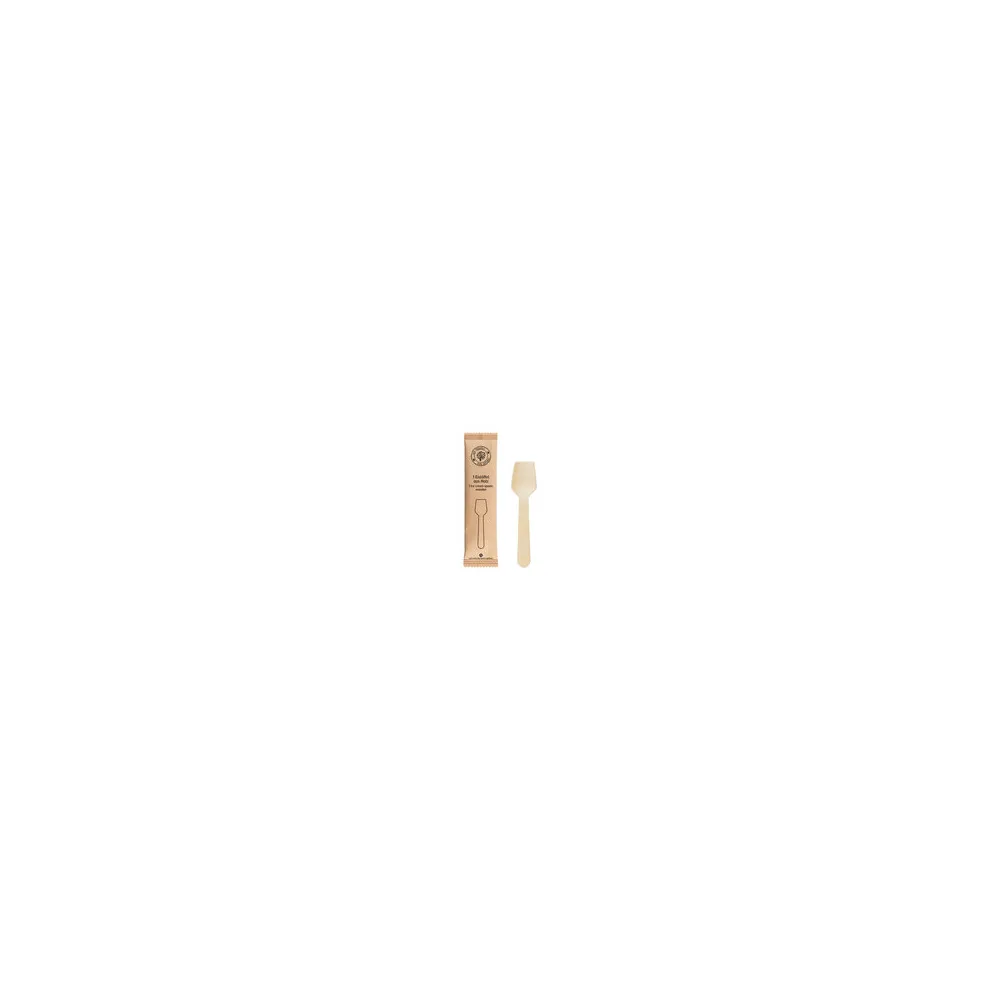 Eislöffel aus Holz, in Papier gehüllt, 9.5cm, 50 Stk.