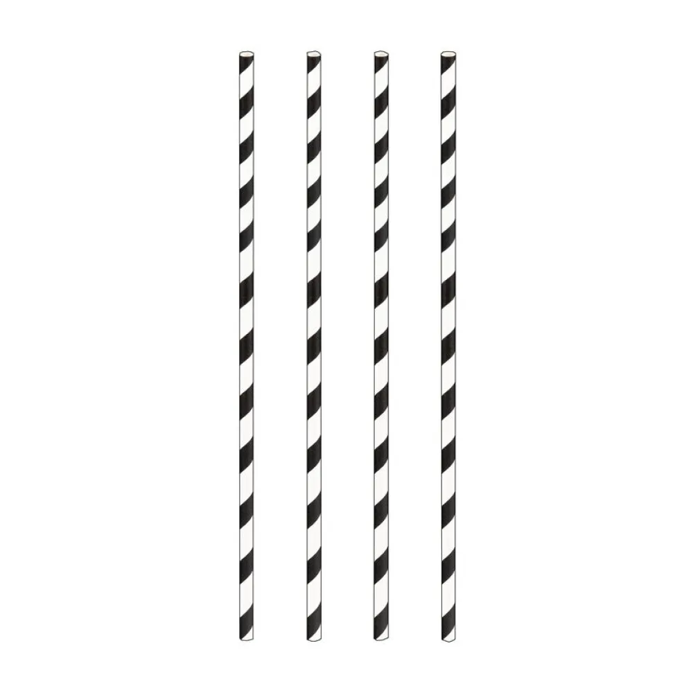 Trinkhalme aus Papier schwarz gestreift O6mm 24cm, 100 Stk. – Bild 2