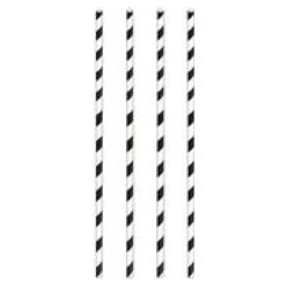 Trinkhalme aus Papier dick, schwarz gestreift O8mm 25cm, 150 Stk. – Bild 3