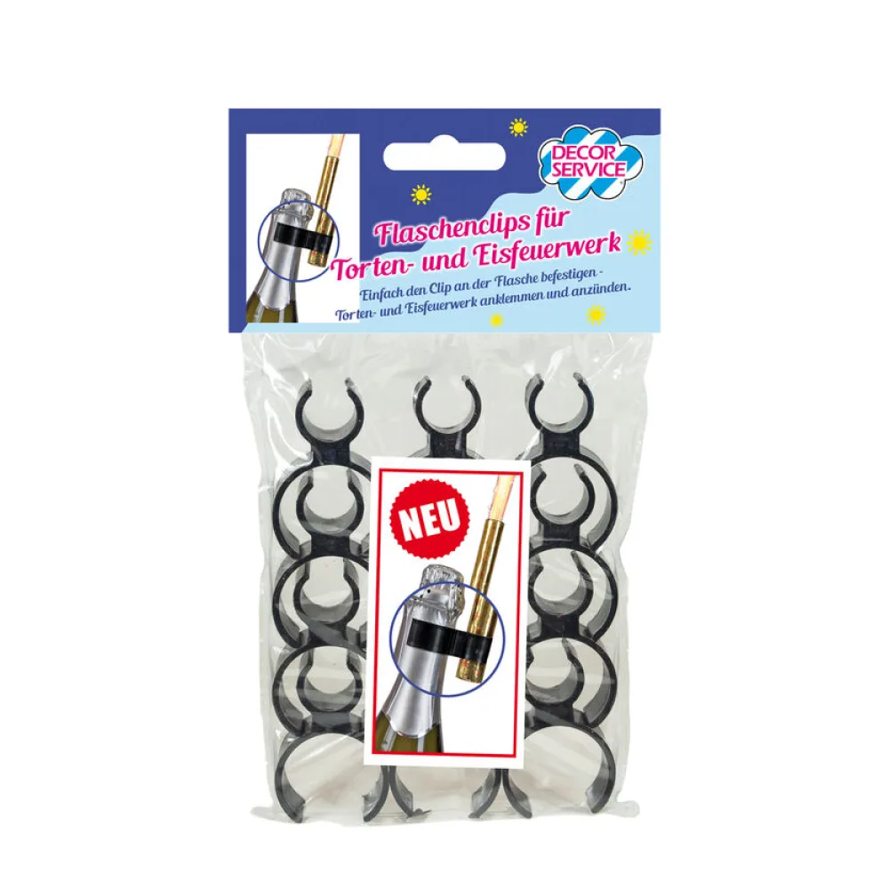 Flaschenclips für Torten- und Eisfeuerwerk, schwarz, 12 Stk. – Bild 2