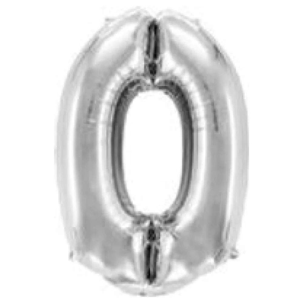 Folienballon Zahlenballon "Zahl 0" silber ca. 76cm, 1 Stk. – Bild 3