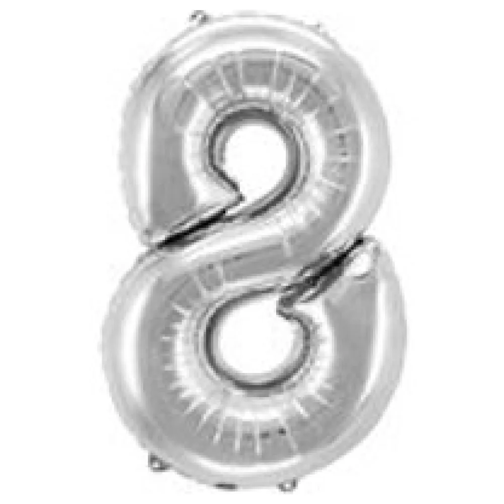 Folienballon Zahlenballon "Zahl 8" silber ca. 81cm, 1 Stk. – Bild 3