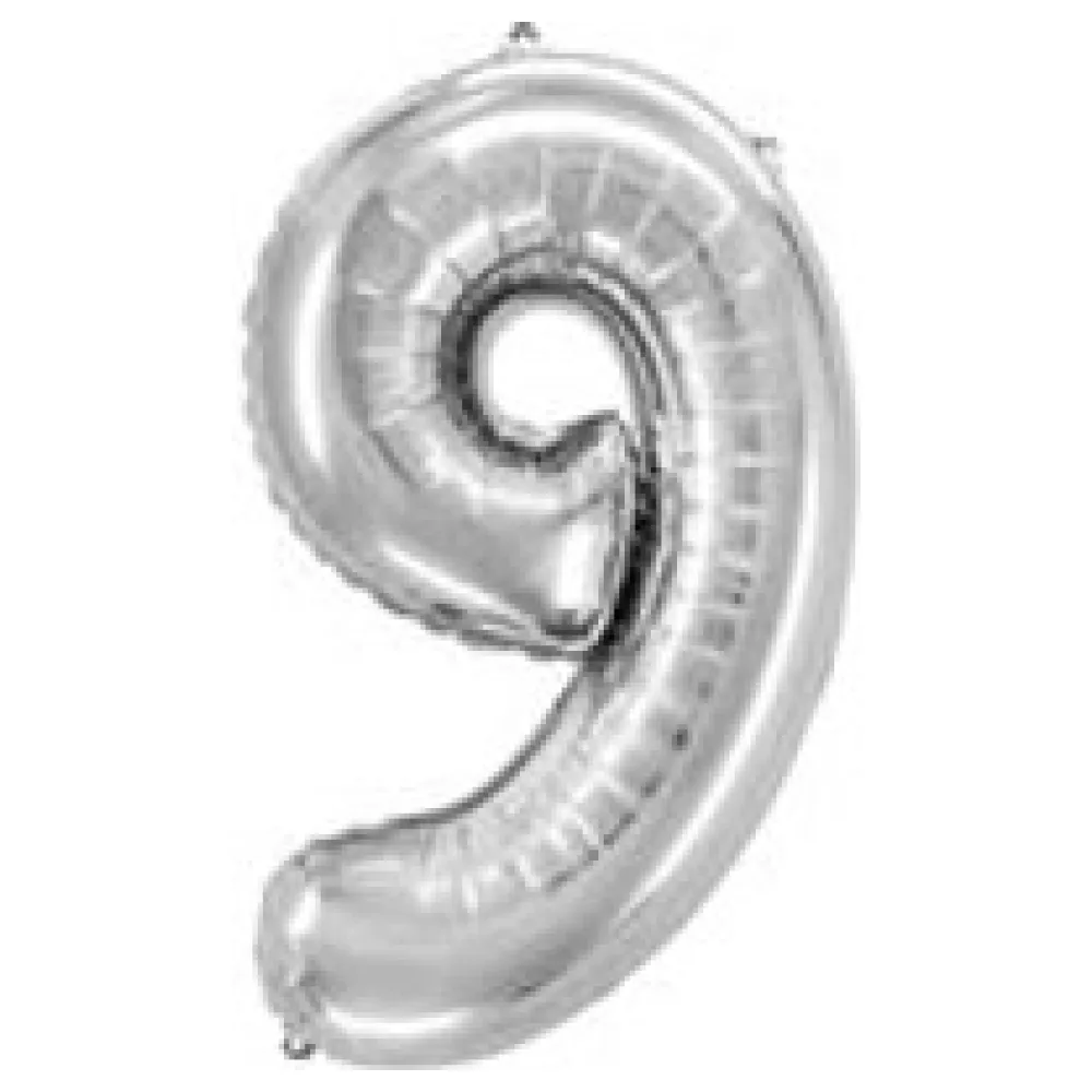 Folienballon Zahlenballon "Zahl 9" silber ca. 76cm, 1 Stk. – Bild 3