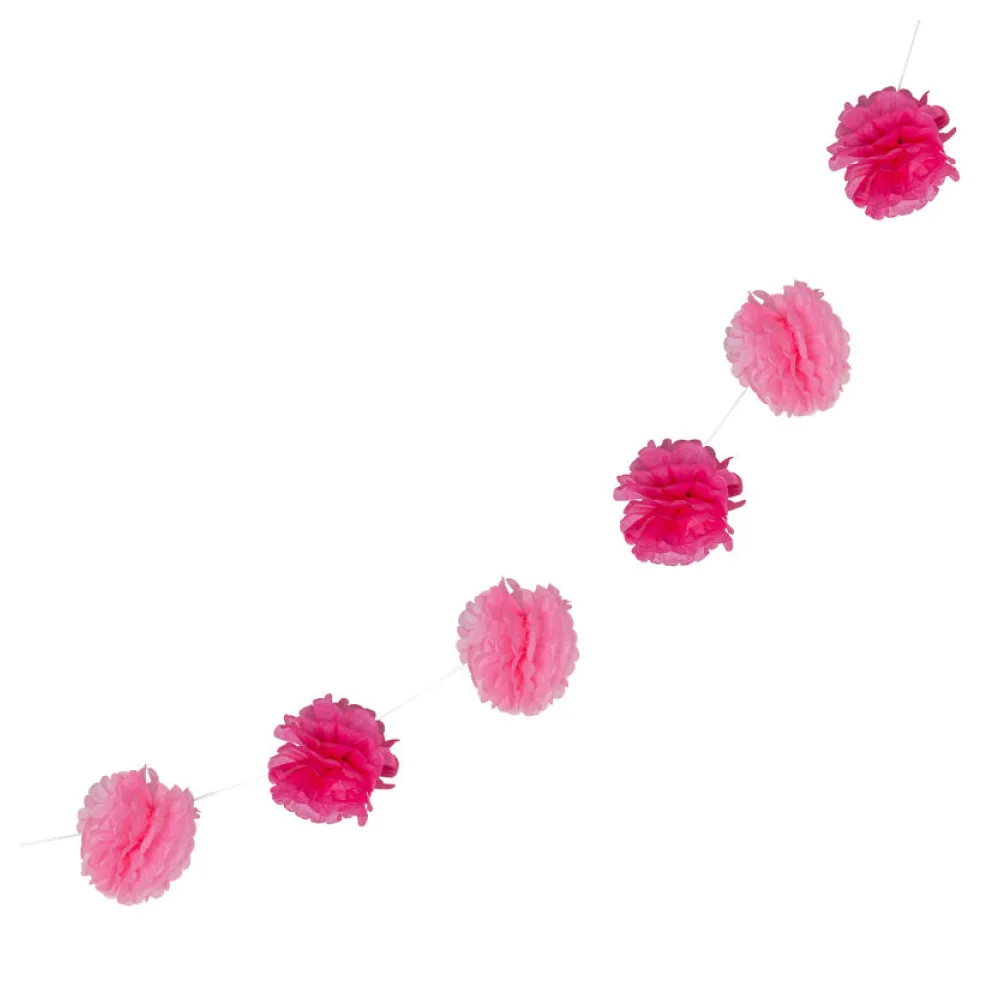 Pompon-Girlande aus Papier rosa 2.5m, 1 Stk. – Bild 2