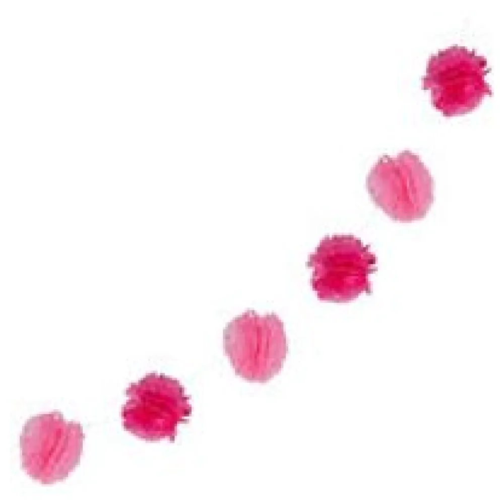 Pompon-Girlande aus Papier rosa 2.5m, 1 Stk. – Bild 3