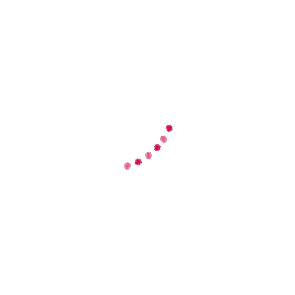 Pompon-Girlande aus Papier rosa 2.5m, 1 Stk.