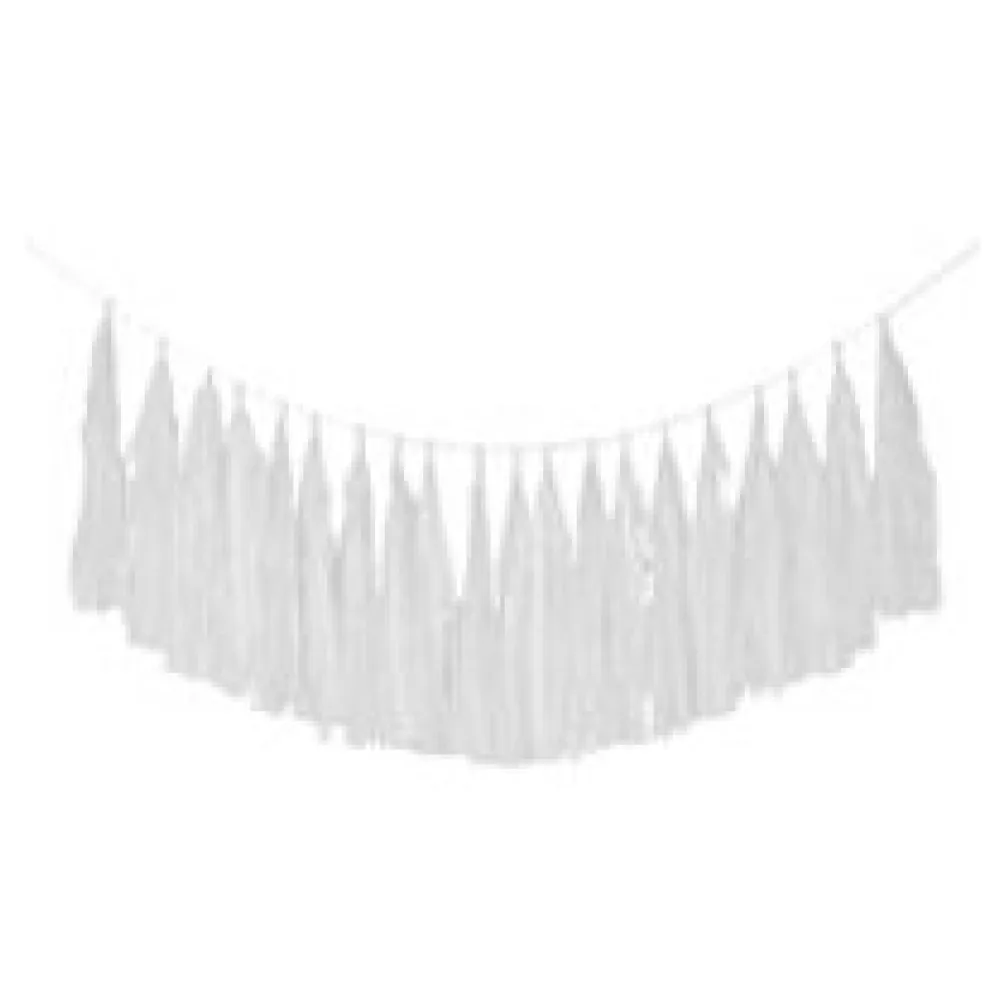 Tassel-Girlande aus Papier weiß 3m, 1 Stk. – Bild 3