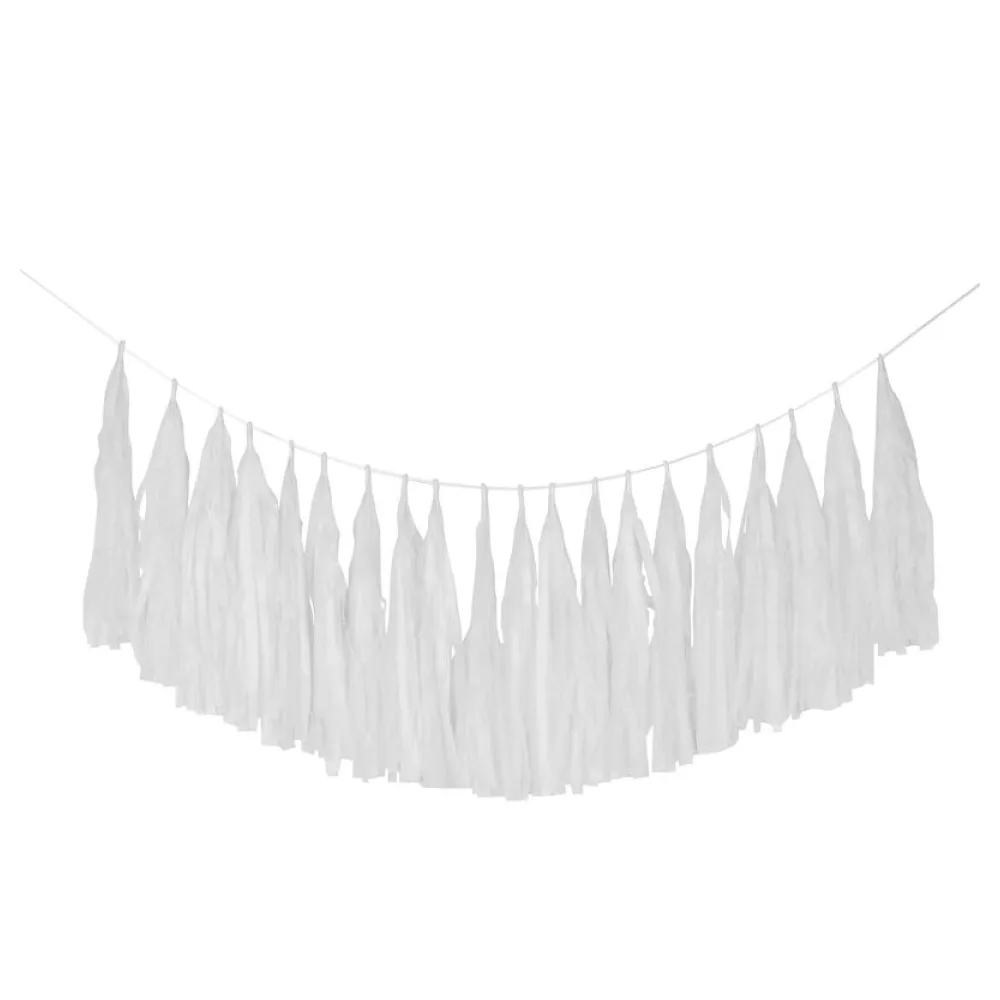 Tassel-Girlande aus Papier weiß 3m, 1 Stk. – Bild 2