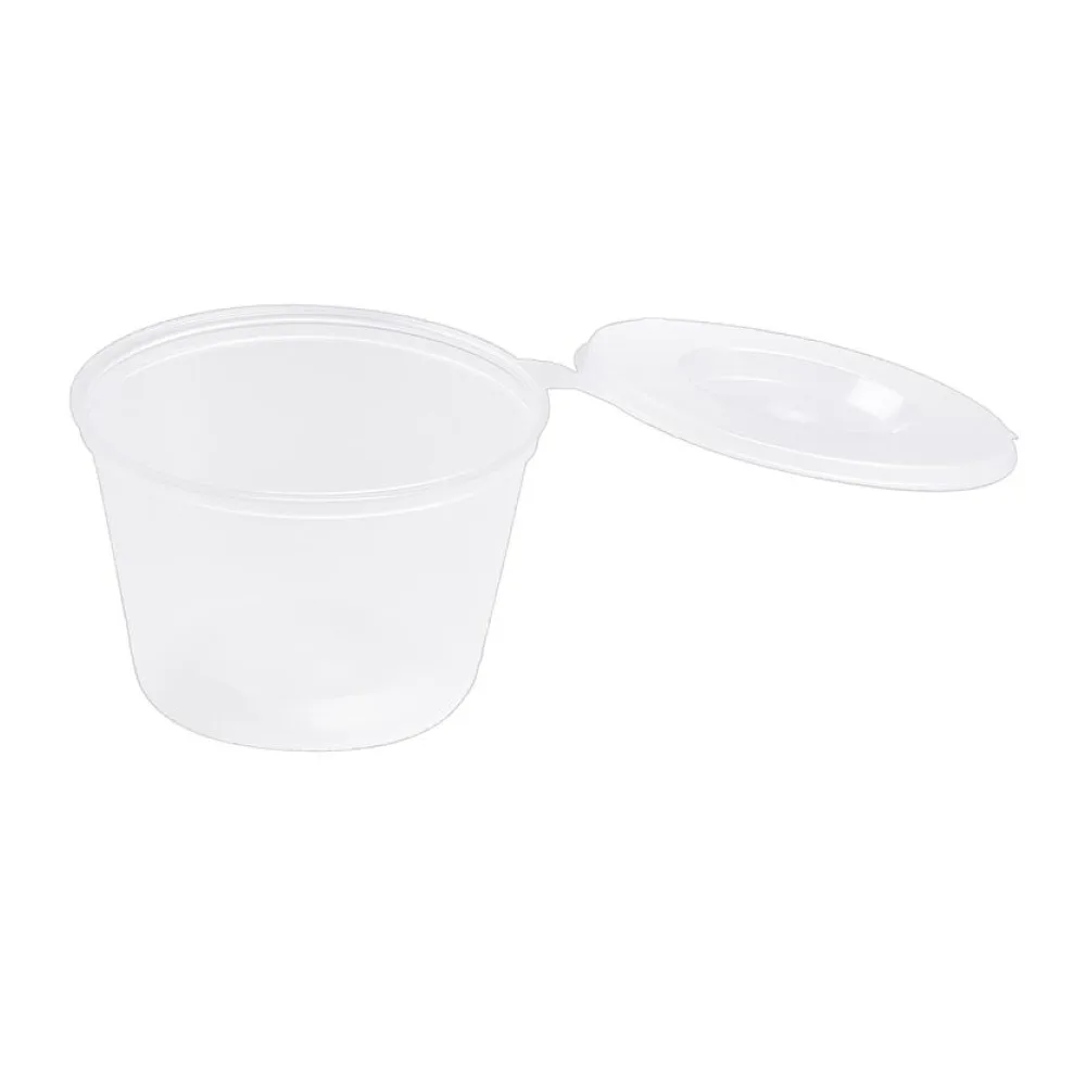 Dressingbecher Saucenbecher mit anhängendem Deckel 30ml, transparent, aus PP, 100 Stk. – Bild 2