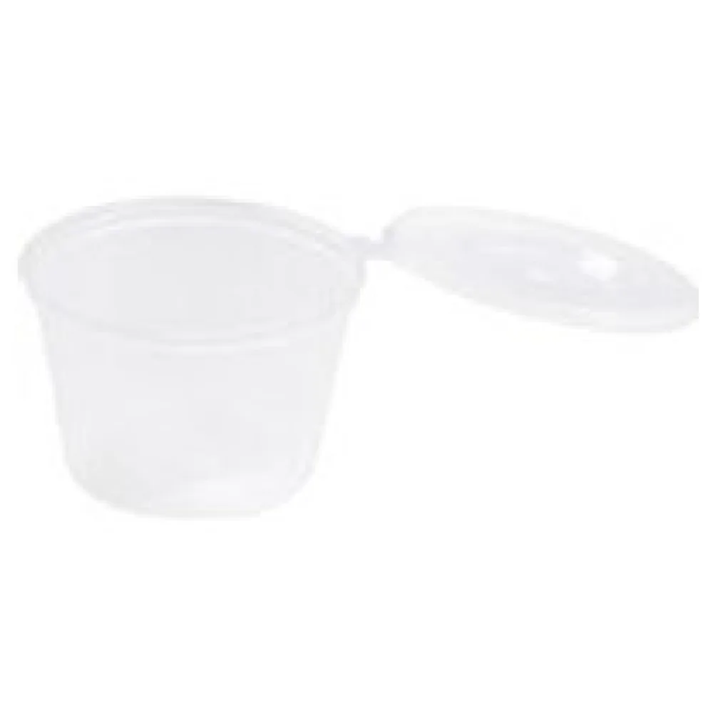 Dressingbecher Saucenbecher mit anhängendem Deckel 80ml, transparent, aus PP, 50 Stk. – Bild 3