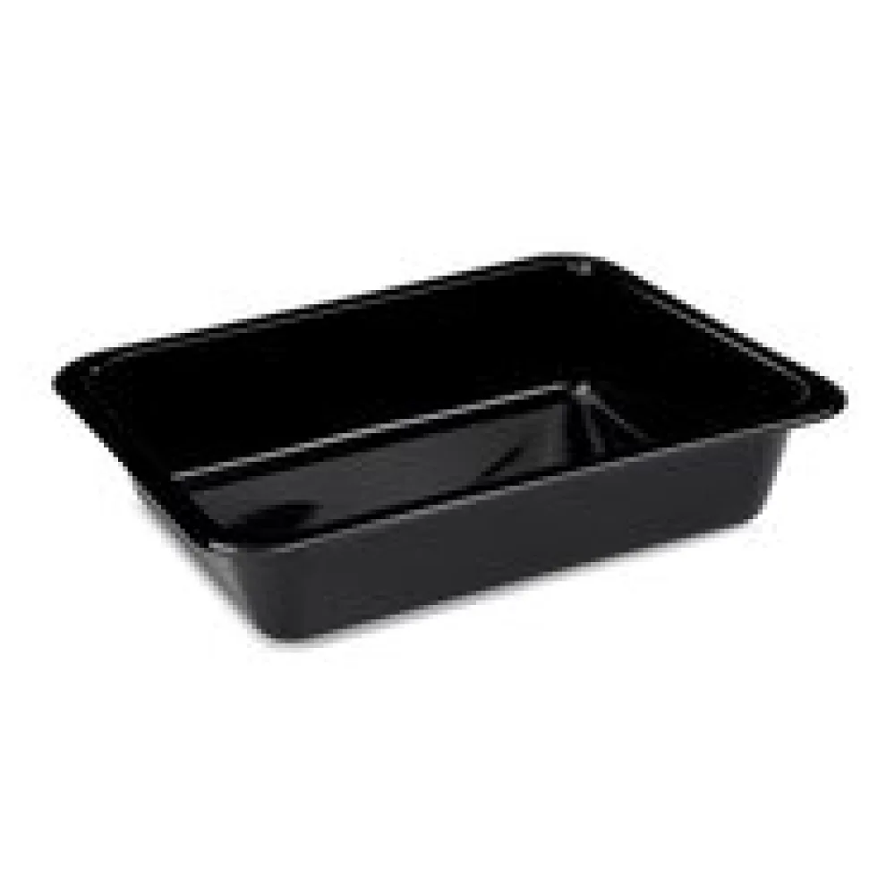 Siegelschalen Menüschalen ungeteilt 22,7 x 17,8 x 5 cm schwarz 1400ml, 50 Stk.