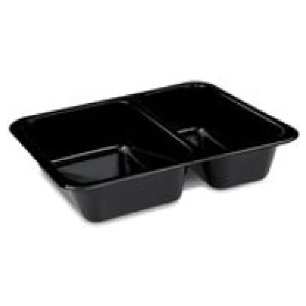 Siegelschalen Menüschalen 2- geteilt 22,7 x 17,8 x 4 cm schwarz 1070ml, 50 Stk. – Bild 3