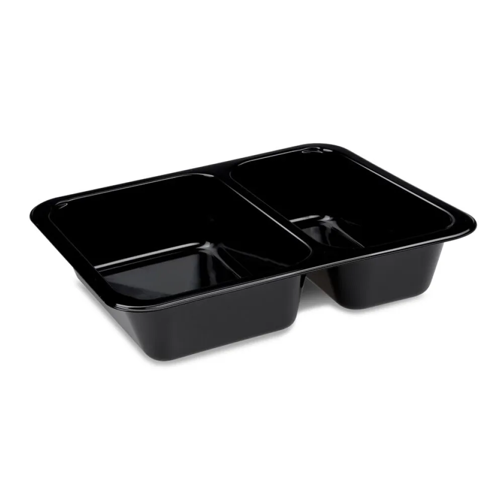 Siegelschalen Menüschalen 2- geteilt 22,7 x 17,8 x 5 cm schwarz 1260ml, 50 Stk. – Bild 2