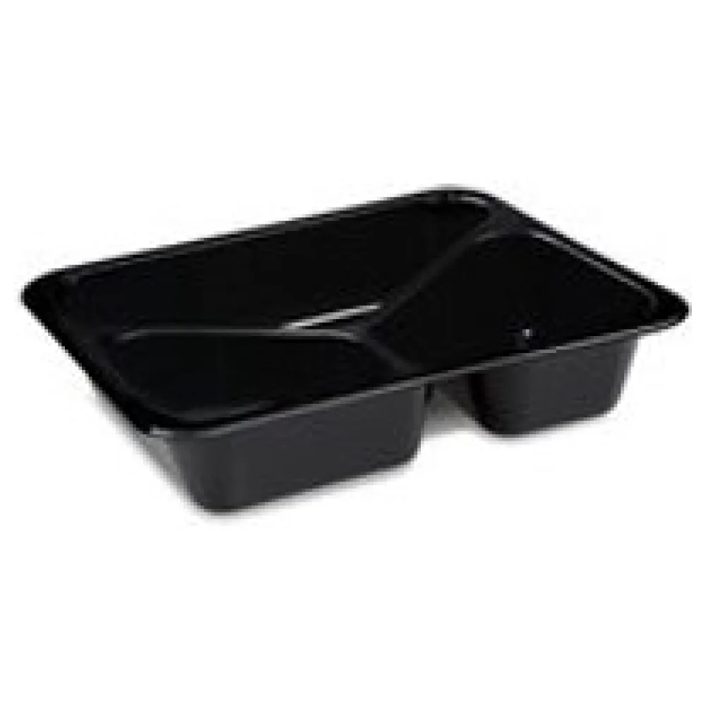 Siegelschalen Menüschalen 3-geteilt 22,7 x 17,8 x 5 cm schwarz 1120ml , 50 Stk. – Bild 3