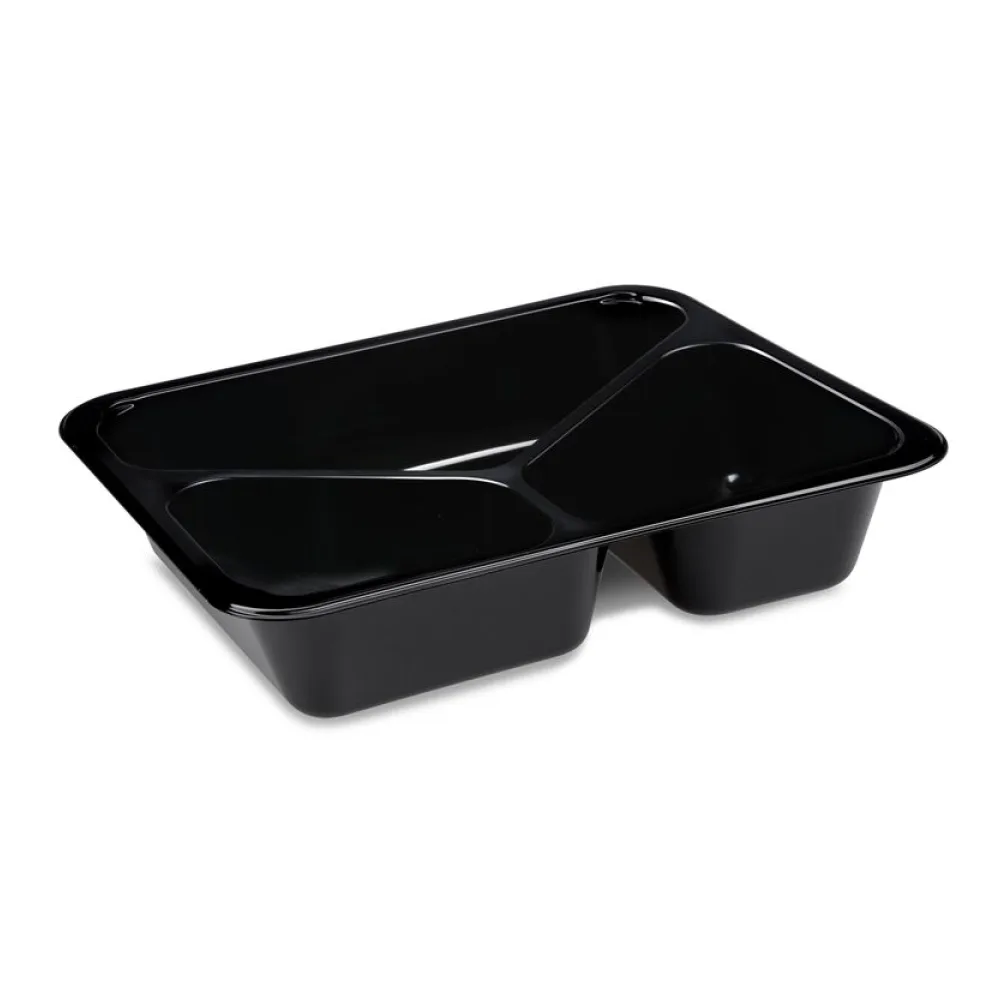 Siegelschalen Menüschalen 3-geteilt 22,7 x 17,8 x 5 cm schwarz 1120ml , 50 Stk. – Bild 2