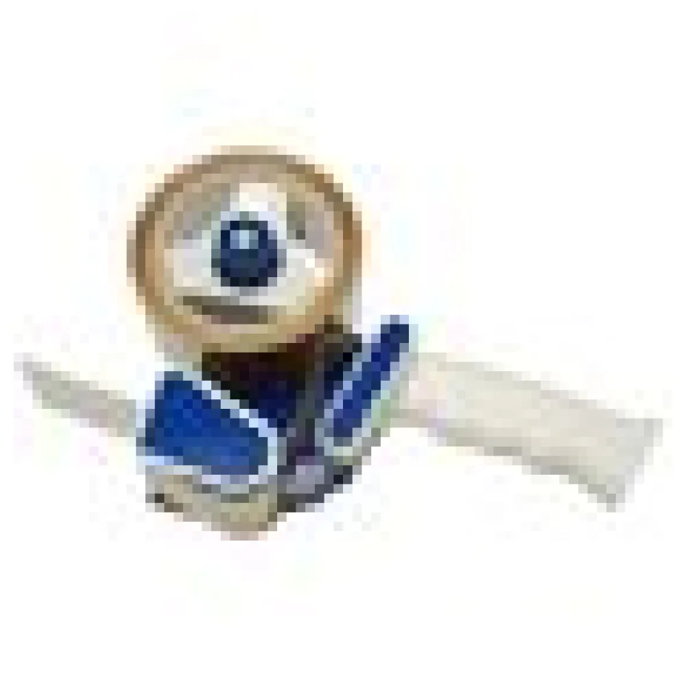 Handabroller weiß und blau mit Andrucklasche und Rollenbremse für 66m x 50mm Packband – Bild 4