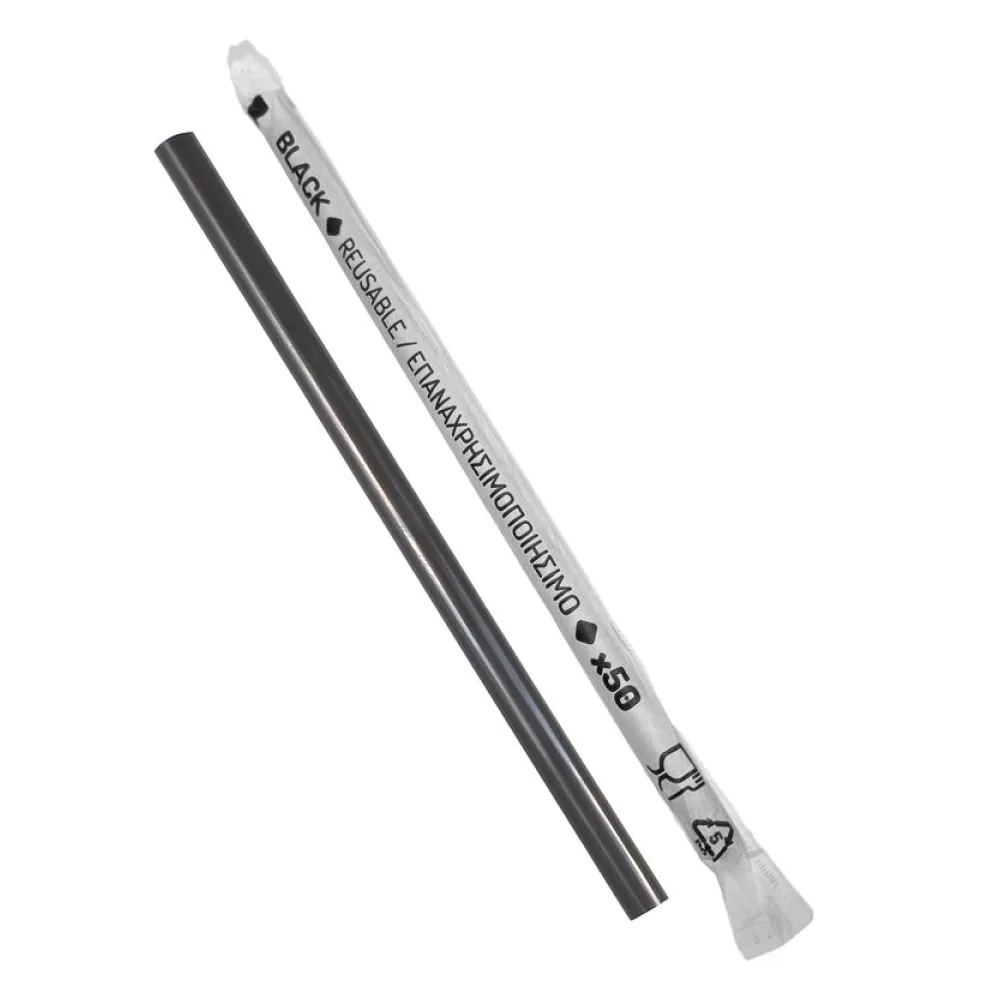 Trinkhalme Kunststoff PP Mehrweg schwarz einzeln gehüllt 200 mm O 7mm, 500 Stk. – Bild 2