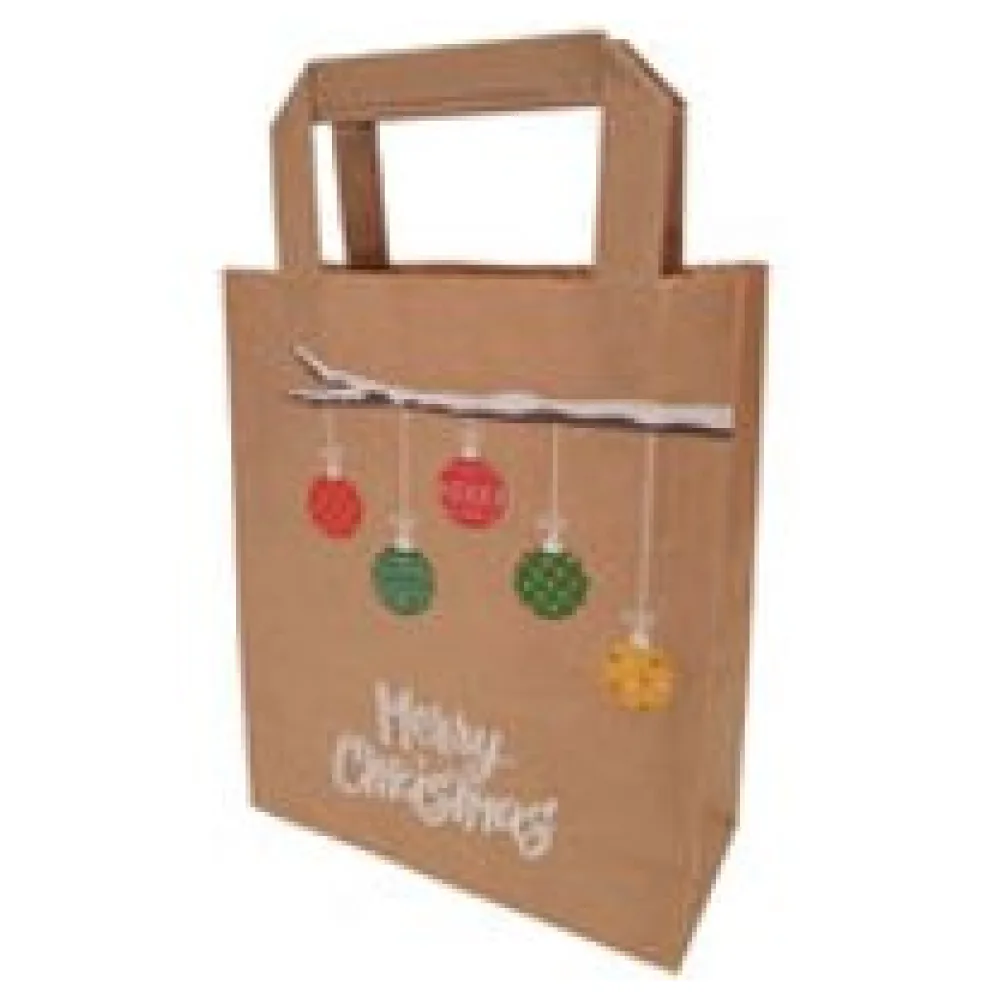 Papiertragetaschen aus Kraftpapier 180+80x220mm Weihnachtszweig braun, 250 Stk. – Bild 3
