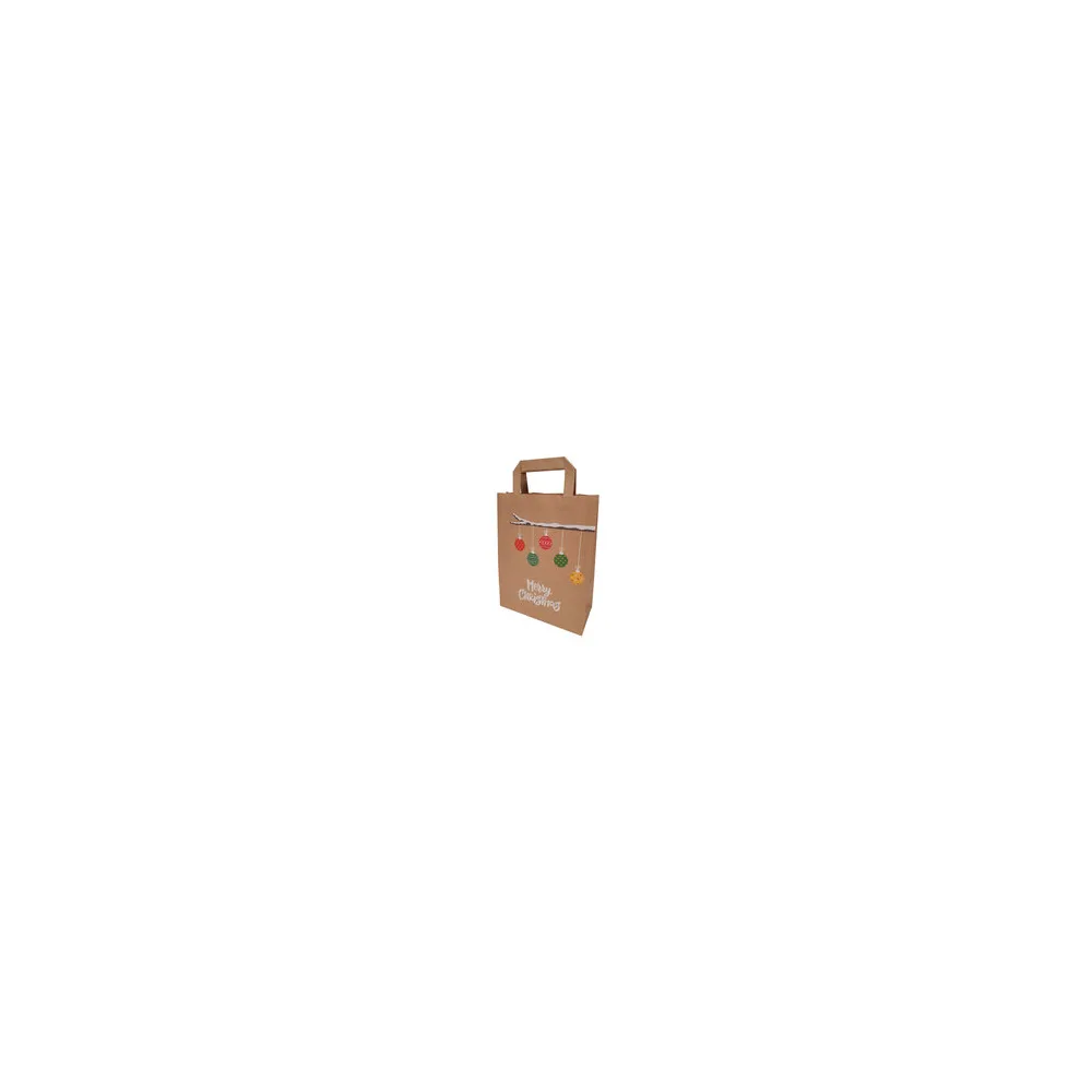 Papiertragetaschen aus Kraftpapier 220+100x280mm mit Weihnachtszweig braun, 250