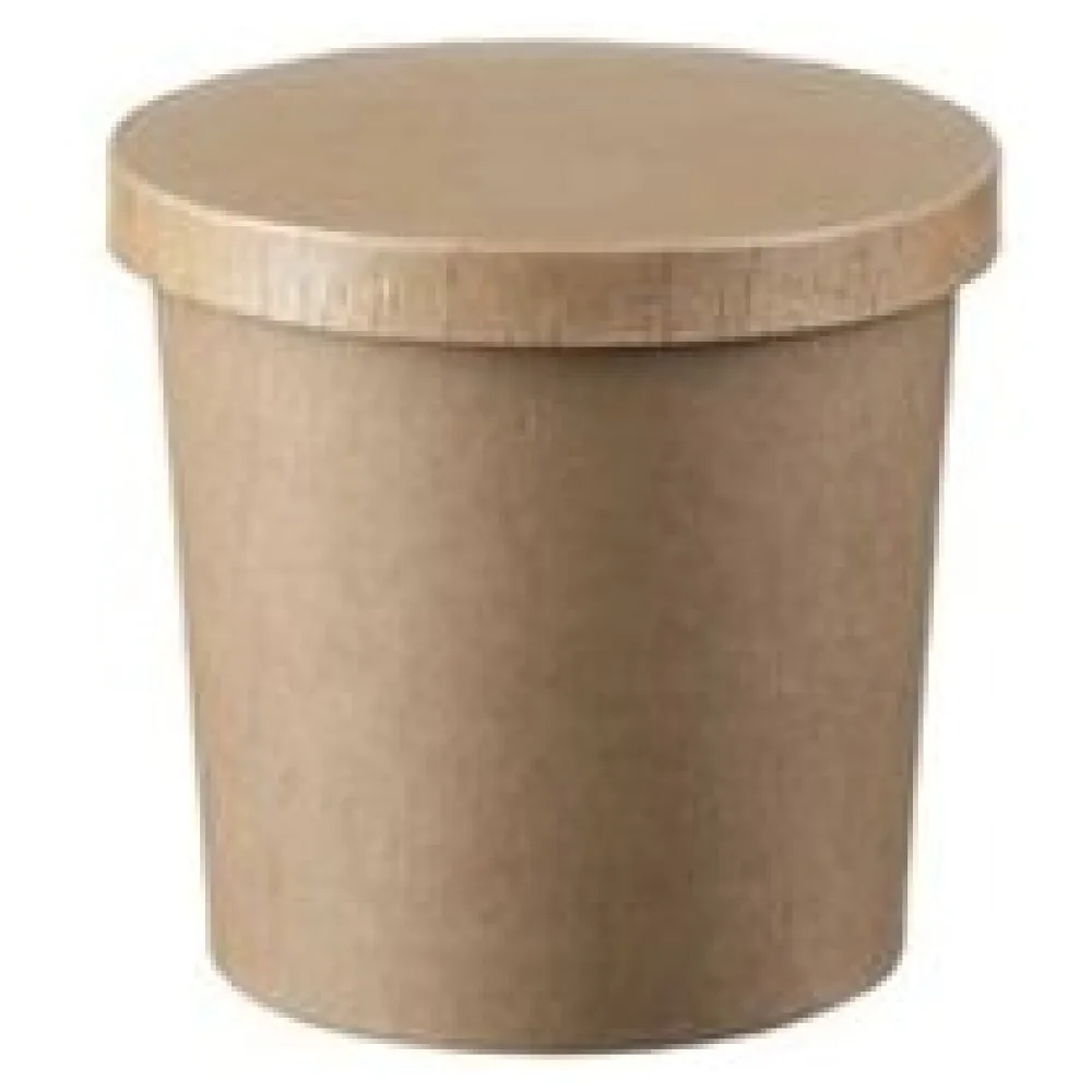 Eisbecher Feinkostbecher aus Pappe Kraftpapier FSCR rund 350ml braun mit Deckel, 50 Stk. – Bild 3
