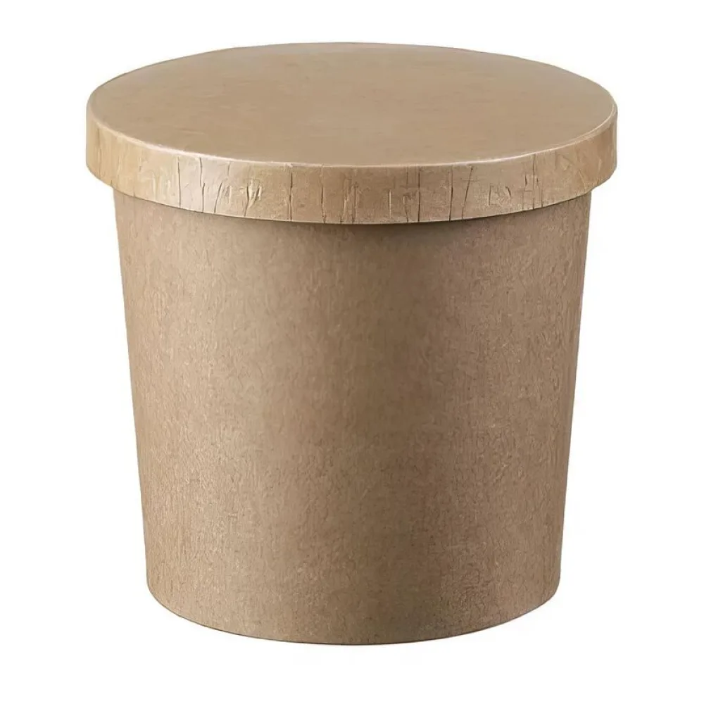 Eisbecher Feinkostbecher aus Pappe Kraftpapier FSCR rund 350ml braun mit Deckel, 50 Stk. – Bild 2