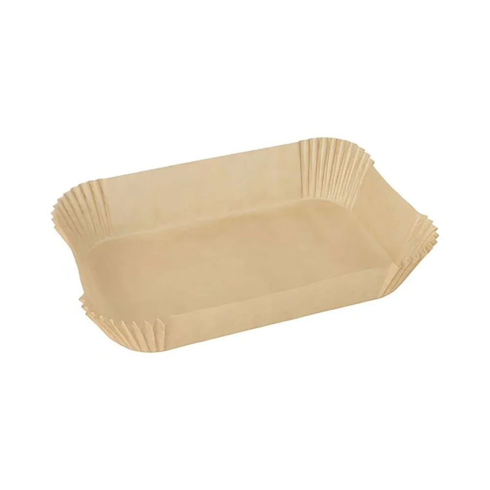 Backpapierzuschnitte für Heißluftfritteusen Mikrowelle Backofen 22 x 14 x 4,5cm braun, 100 Stk. – Bild 2