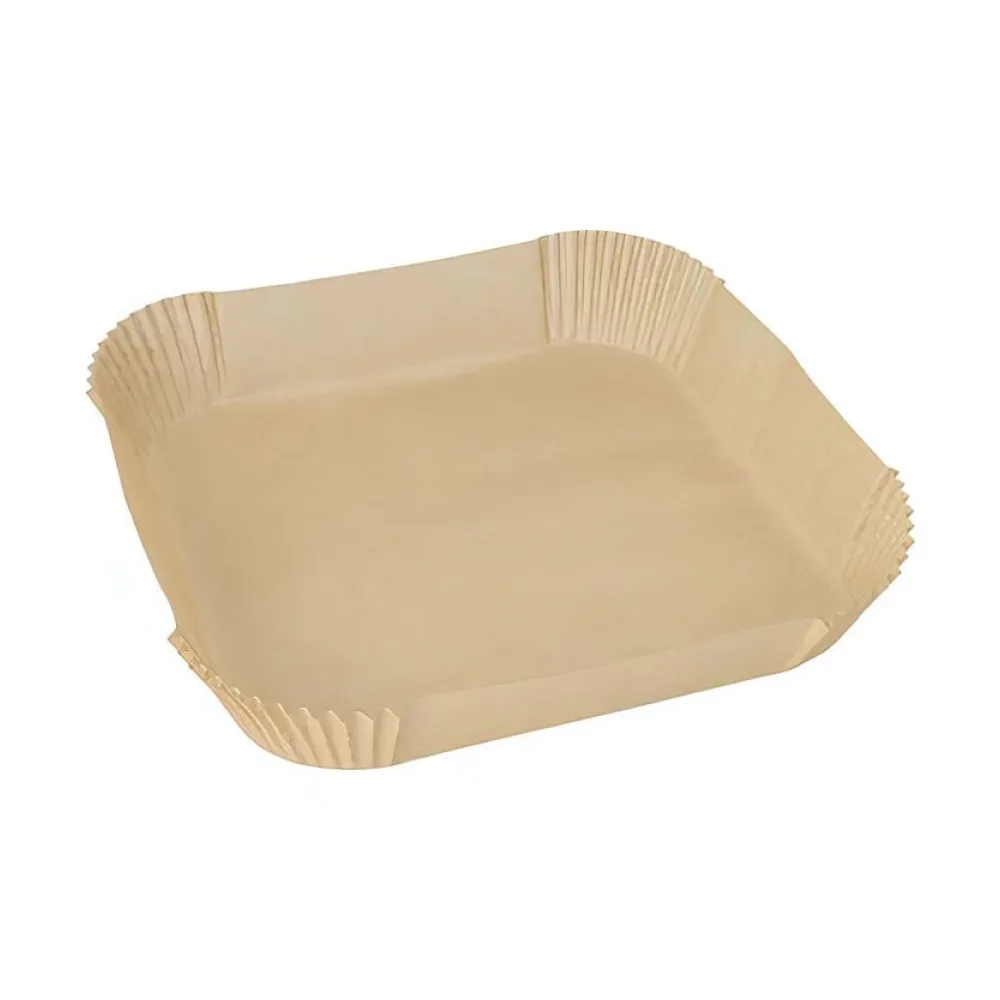 Backpapierzuschnitte für Heißluftfritteusen Mikrowelle Backofen 23 x 23 x 4,5cm braun, 100 Stk. – Bild 2
