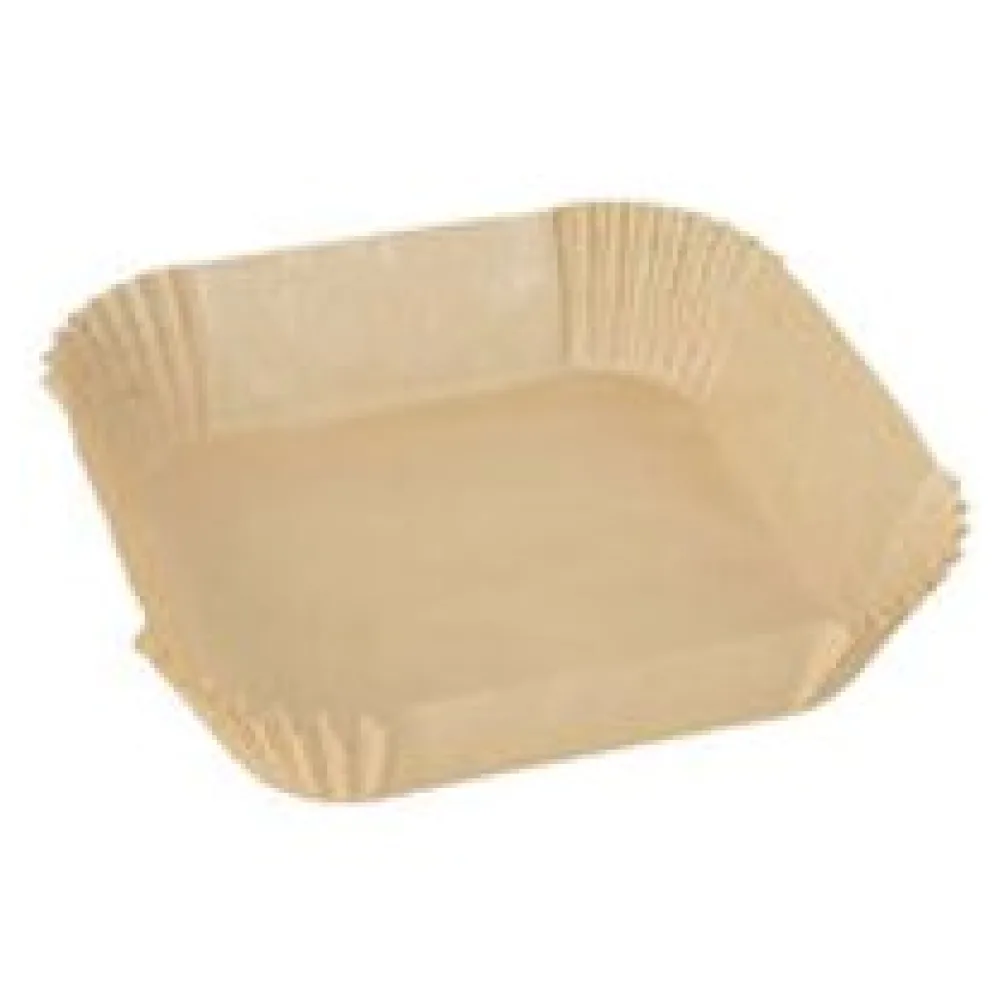 Backpapierzuschnitte für Heißluftfritteusen Mikrowelle Backofen 16 x 16 x 4,5cm braun, 100 Stk. – Bild 3