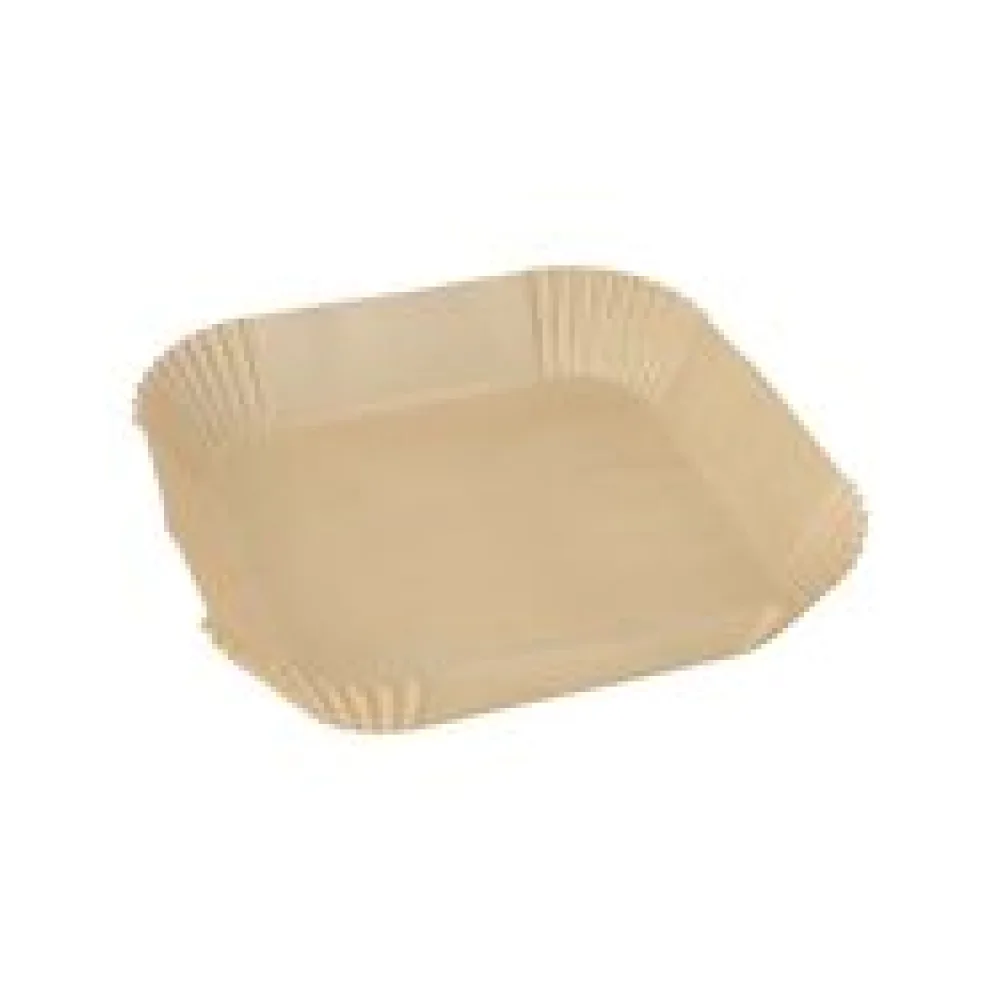 Backpapierzuschnitte für Heißluftfritteusen Mikrowelle Backofen 20 x 20 x 4,5cm braun, 100 Stk.
