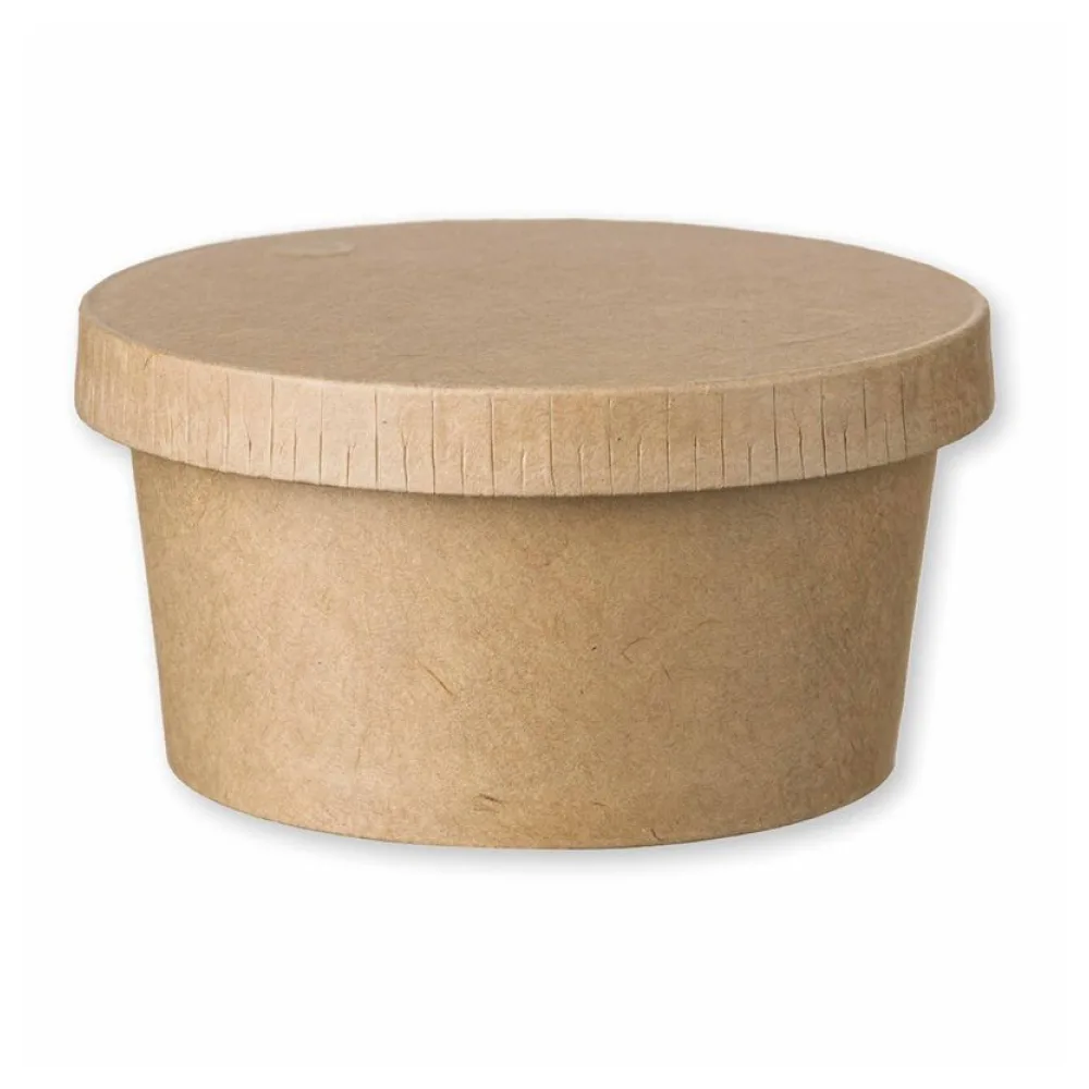 Eisbecher Feinkostbecher aus Kraftpapier FSCR rund 140ml braun mit Deckel, 50 Stk. – Bild 2