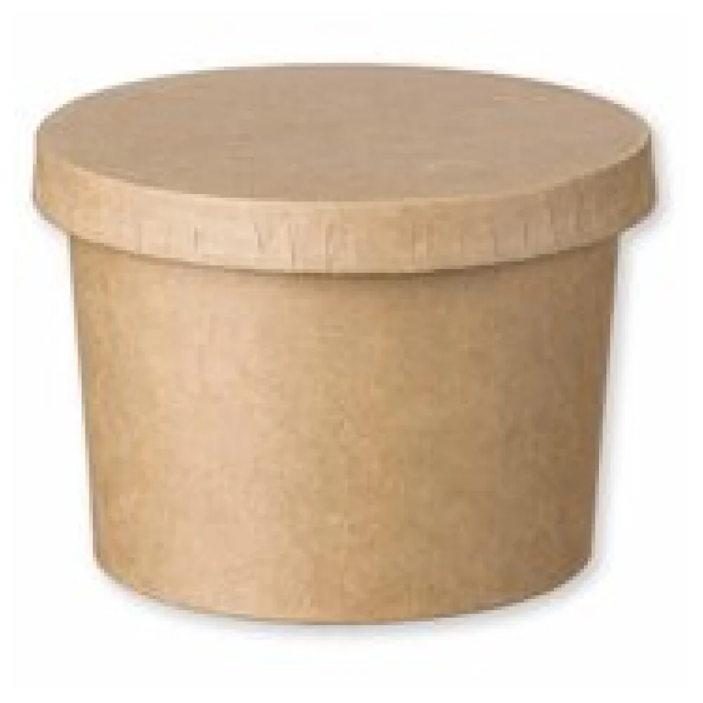 Eisbecher Feinkostbecher aus Kraftpapier FSCR rund 230ml braun mit Deckel, 50 Stk.