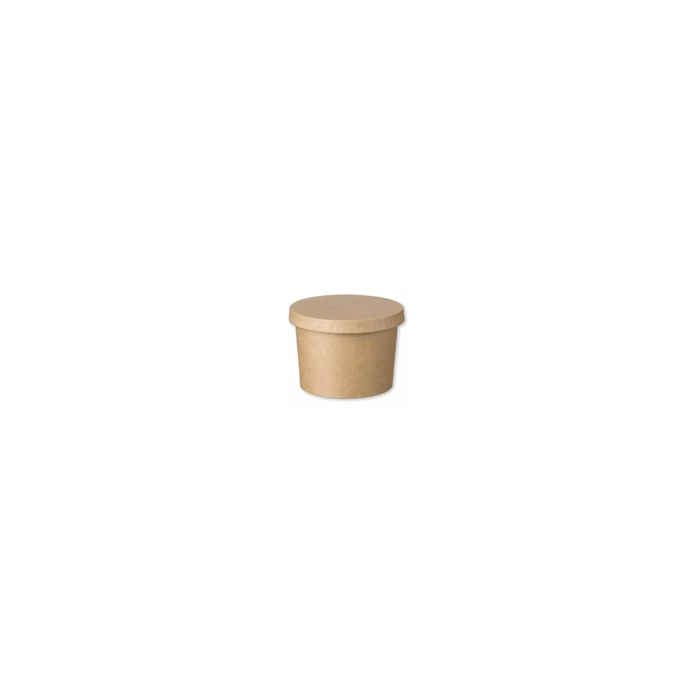 Eisbecher Feinkostbecher aus Kraftpapier FSCR rund 230ml braun mit Deckel, 50 Stk.